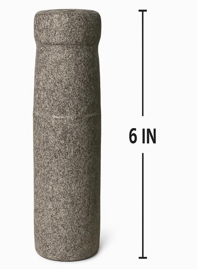 EZAHK Stone Pestle for Mortar, Okhli Masher, Ural, Khalbatta, Kallu, Imam Dasta Grinding, Musal and Spice Mixer for Kitchen - Traditional Hand Made (6 in) - Image 3